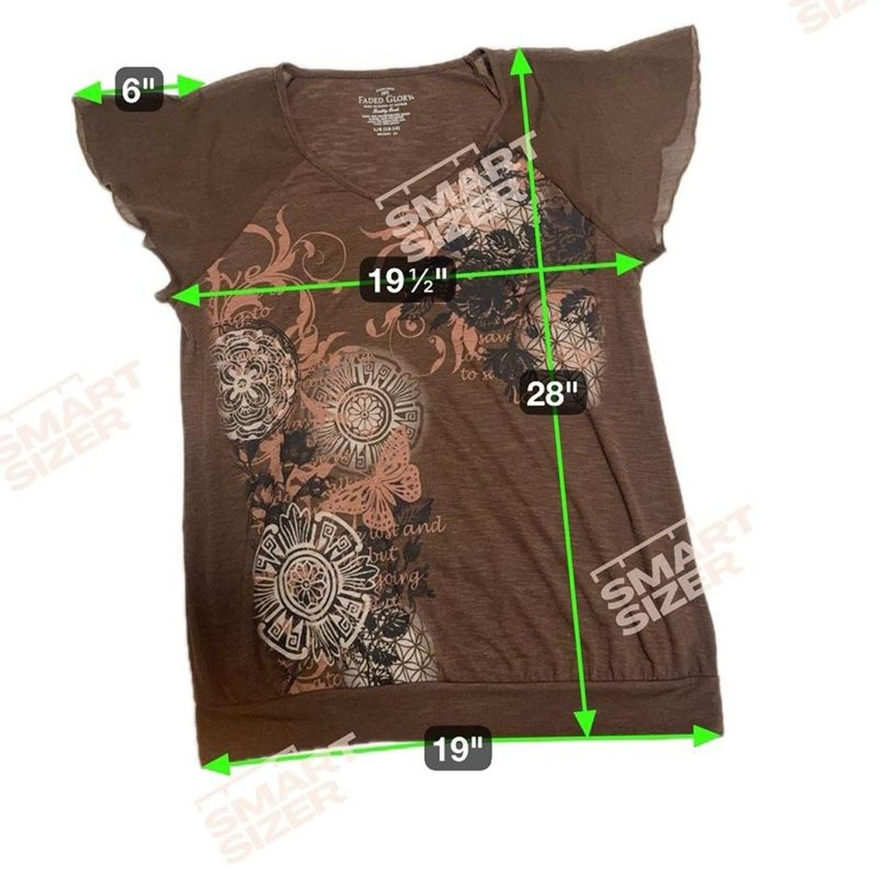 Vintage Y2K Faded Glory Brown Floral Drop Waist Top - Picture 4 of 5